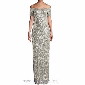 LAST ONE! NWT Size 2 Aidan Mattox Gold Sequin Gown